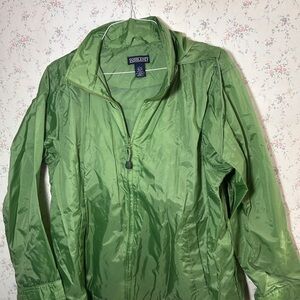 Lands' End Green Utility Jacket for Women Large Pockets Lightweight